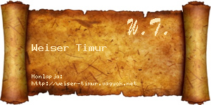 Weiser Timur névjegykártya